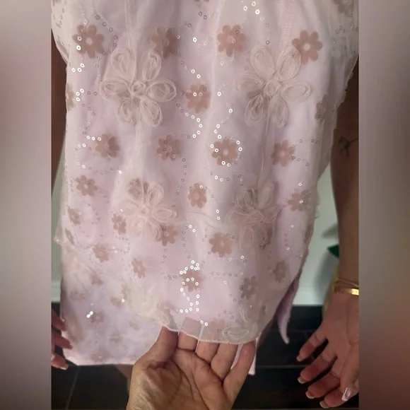 New open back Pink Floral Halter 2pc set size Small, but fits like a size M - Picture 13 of 14